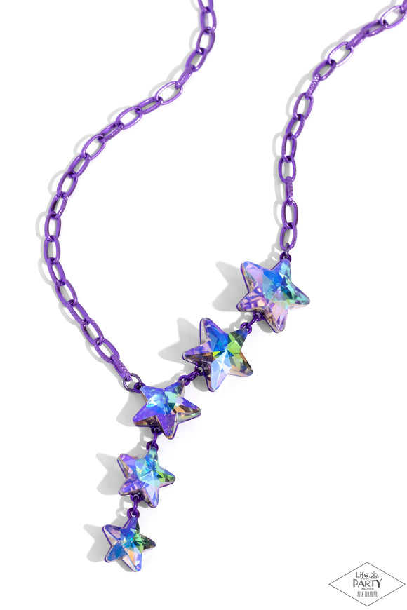 Star-Crossed Sparkle - Purple - Paparazzi Pink Diamond Star Necklace