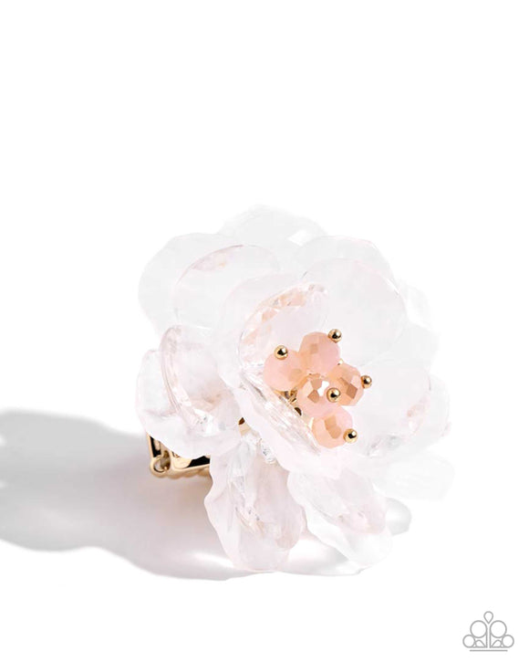 Petal Privilege - White - Paparazzi July 2024 LOP Floral Ring