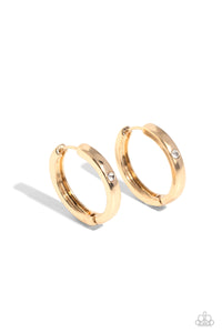 A-Lister Attention - Gold - Paparazzi Hinge Hoop Earrings