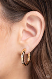 A-Lister Attention - Gold - Paparazzi Hinge Hoop Earrings