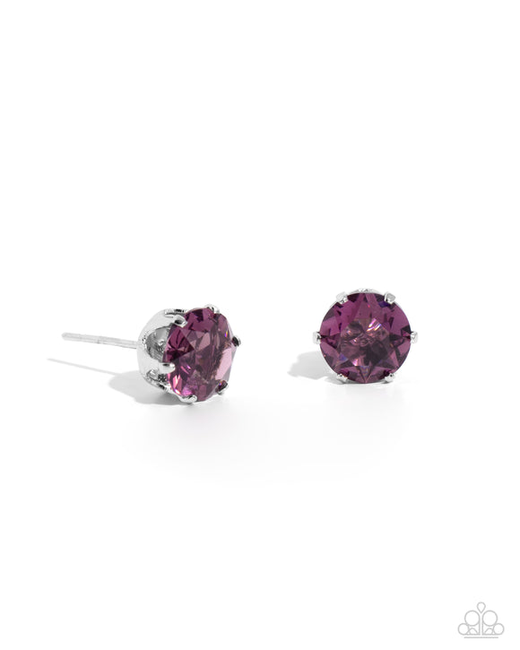 Breathtaking Birthstone - Purple - Paparazzi February Amethyst Birthstone Post Earrings