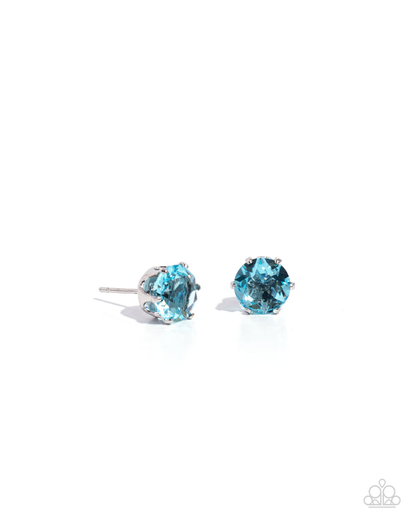 Breathtaking Birthstone - Blue - Paparazzi March Auqamarine Birthstone Post Earrings