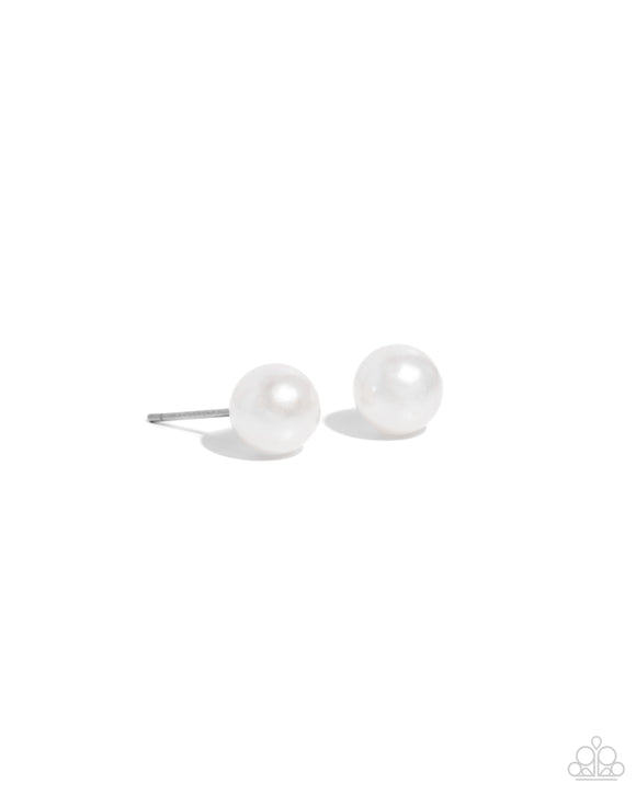 Breathtaking Birthstone - White - Paparazzi June Pearl Birthstone Post Earrings