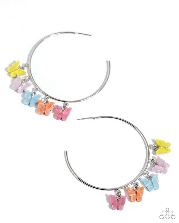 Bemusing Butterflies - Multi - Paparazzi LOP Butterfly Hoops