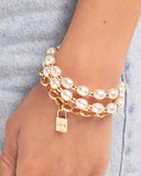 LOVE-Locked Legacy - Gold - Paparazzi Pearl Bracelet