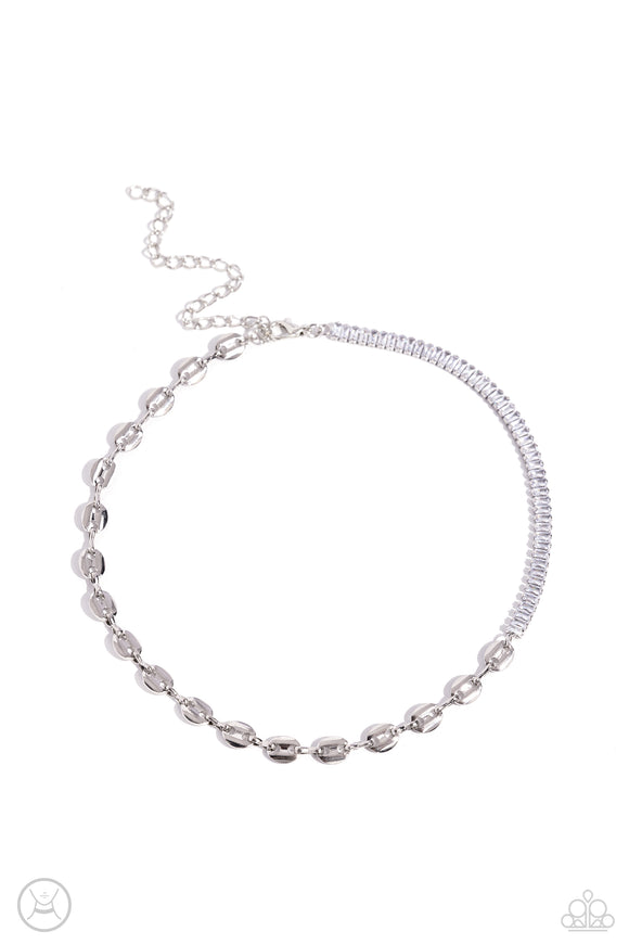 Dream Duo - Silver - Paparazzi Abstract Choker Necklace