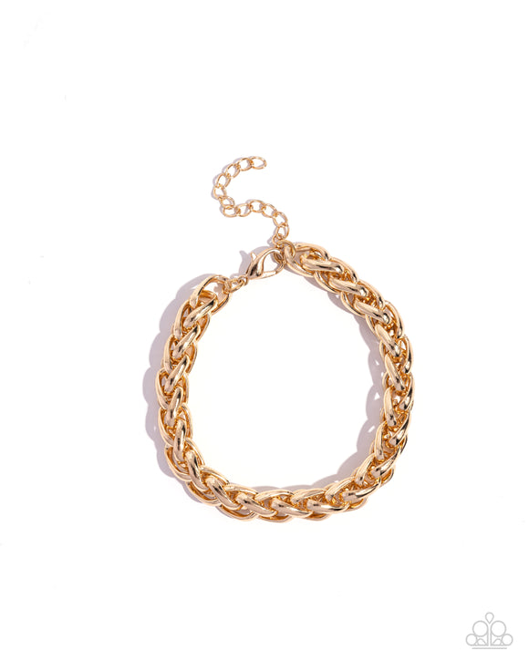 Effortlessly Edgy - Gold - Paparazzi Urban Bracelet