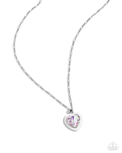 Heartfelt Hope - White - Paparazzi UV Heart Necklace