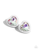 Heartfelt Haute - White - Paparazzi UV Heart Post Earrings