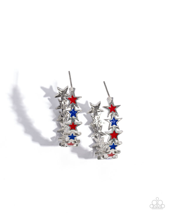 Star Spangled Statement - Multi Red Blue Star Hoops