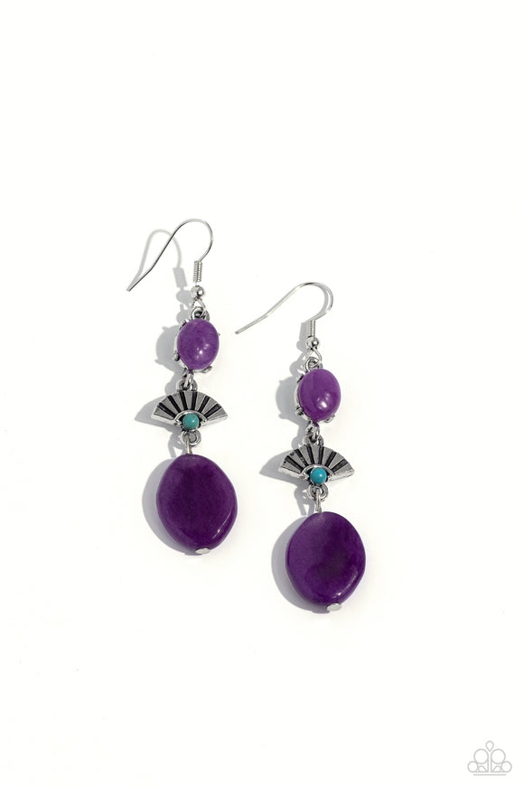 Creative Cascade - Purple - Paparazzi Turquoise and Amethyst Earrings