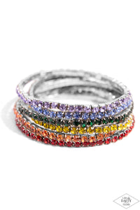 Rock Candy Range - Multi Rainbow - Paparazzi Pink Diamond Rainbow Stretch Bracelet