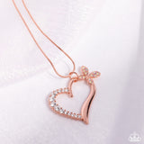 Half-Hearted Haven - Copper - Paparazzi Butterfly Heart Necklace