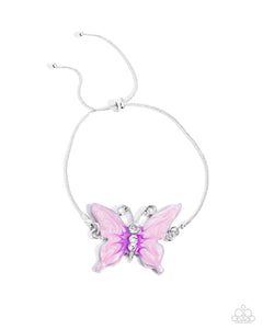 Aerial Adornment - Purple - Paparazzi ButterflyLariat Bracelet