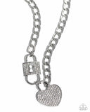 Lock Up Your Love - White - Paparazzi June 2024 LOP Heart Necklace