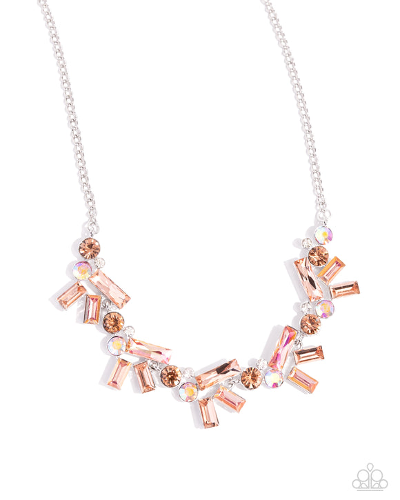 Serene Statement - Orange - Paparazzi Iridescent UV Necklace