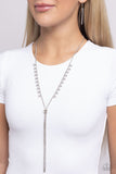 Synchronized SHIMMER - White - Paparazzi Lariat Style Necklace