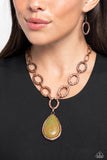 Tangible Tranquility - Copper - Paparazzi Earthy Green Stone Necklace