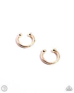 Barbell Beauty - Gold - Paparazzi Cuff Earrings