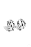 Textured Tremolo - Silver - Paparazzi Hinge Hoop Earrings