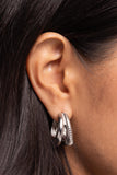 Textured Tremolo - Silver - Paparazzi Hinge Hoop Earrings