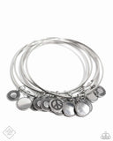 My Interest is Piqued - Silver - Paparazzi Peace Bangle Bracelets