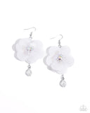 Oversized Opulence - White - Paparazzi Flower Earrings