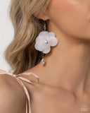 Oversized Opulence - White - Paparazzi Flower Earrings