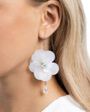 Oversized Opulence - White - Paparazzi Flower Earrings