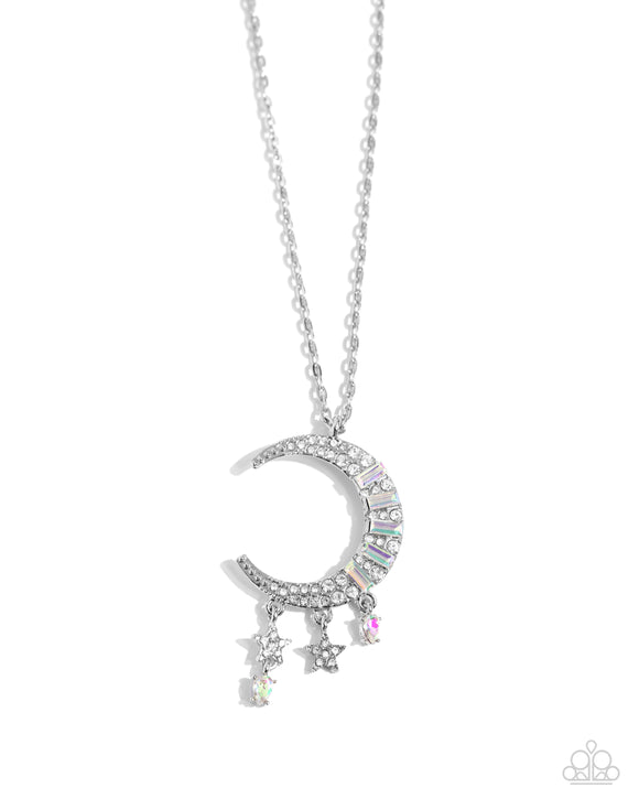 Lunar Landmark - White - Paparazzi - Moon Necklace