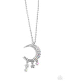 Lunar Landmark - White - Paparazzi - Moon Necklace