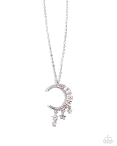 Lunar Landmark - Pink - Paparazzi Iridescent Moon Necklace