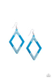 Eloquently Edgy - Blue - Paparazzi Eectric Blue Metal Earrings