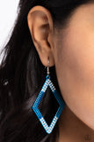 Eloquently Edgy - Blue - Paparazzi Eectric Blue Metal Earrings