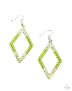 Eloquently Edgy - Green - Paparazzi Dipped Metal Earrings