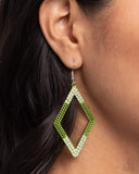 Eloquently Edgy - Green - Paparazzi Dipped Metal Earrings