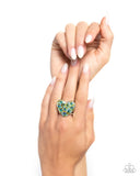 Extra Embellishment - Green - Paparazzi UV Auqa Green Olive Heart Iridescent Ring