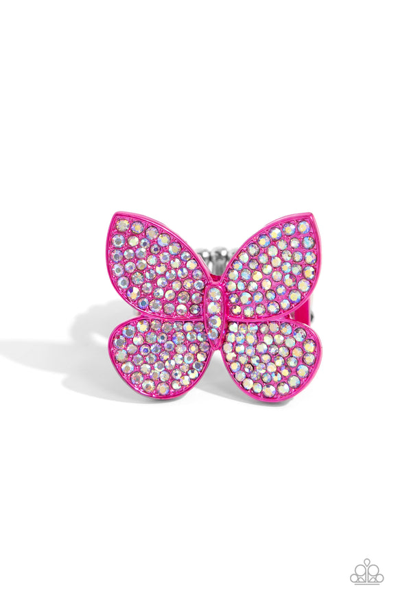 Aerial Ambassador - Pink - Paparazzi Pink Butterfly Ring