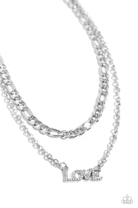 Lovely Layers - White - Paparazzi Layered Love Chain Necklace