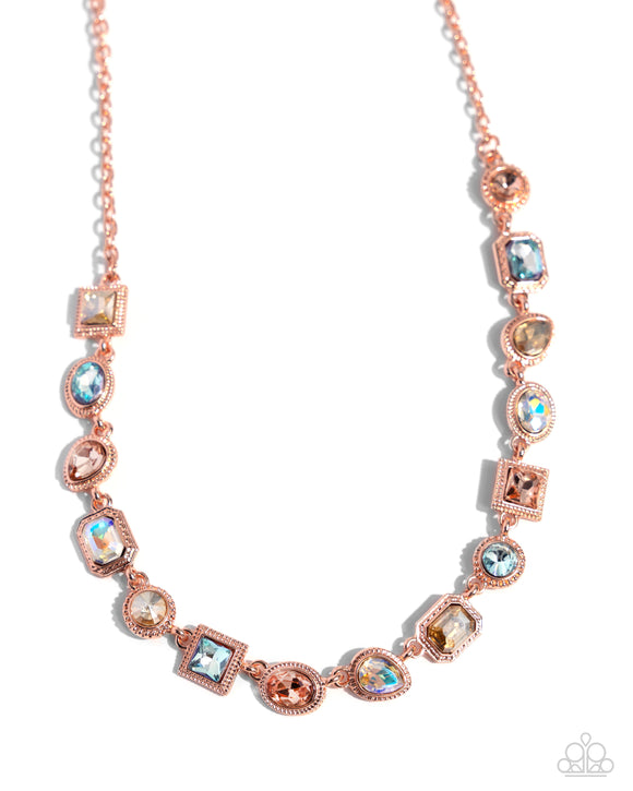 Gallery Glam - Copper - Paparazzi Blue Iridescent Necklace