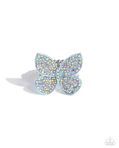 Aerial Ambassador - Blue - Paparazzi  Irirdescent Butterfly Ring