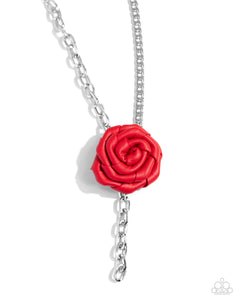 ROSE and Cons - Red - Leather Rose Necklace