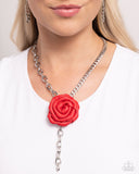 ROSE and Cons - Red - Leather Rose Necklace