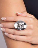 Broach Backdrop - White - Paparazzi Silver Cowboy Hat Ring