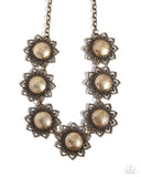 The GLITTER Takes It All - Brass - Paparazzi Floral Necklace