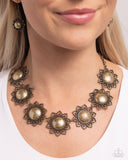 The GLITTER Takes It All - Brass - Paparazzi Floral Necklace