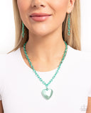 Loving Luxury - Green - Paparazzi Dipped Metal Heart Necklace