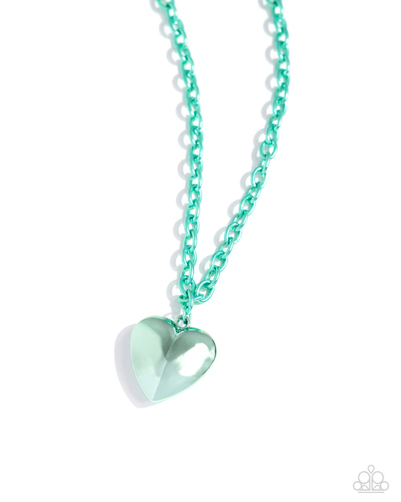 Loving Luxury - Green - Paparazzi Dipped Metal Heart Necklace