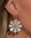 Poetically Pastel - White - Paparazzi Daisy Floral Post Earrings