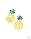 Pineapple Passion - Yellow - Paparazzi Post Earrings